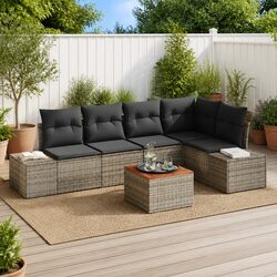6-Piece Modular Garden Sofa Set Specifications in Grey