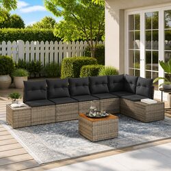 7 Piece Modular Garden Sofa Set Specifications - Grey