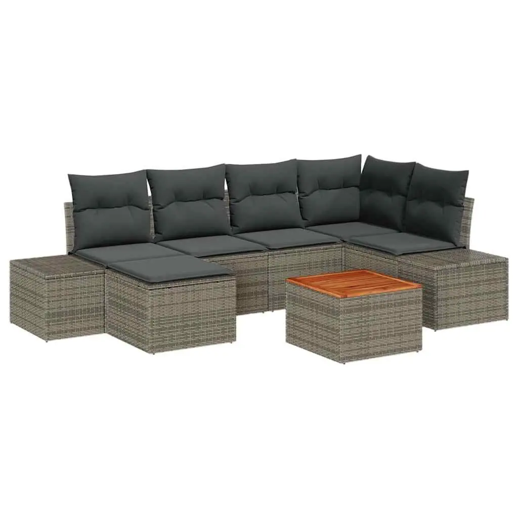 Garden Sofa Set 7 Pcs Outdoor Furniture Modular Patio Sectional Grey Lounge