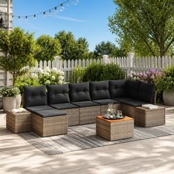 8-Piece Modular Garden Sofa Set: Grey Poly Rattan
