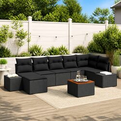 8-Piece Modular Garden Sofa Set Specifications - Black Rattan