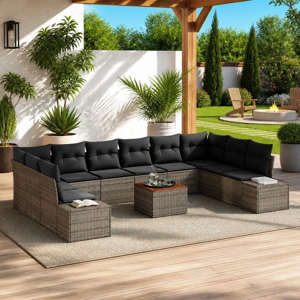 Outdoor Sofa Set 11 Piece Modular Furniture for Patio and Garden Grey