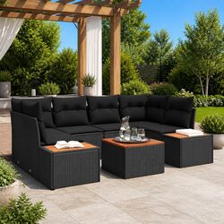 6-Piece Black Garden Sofa Set with Modular Design