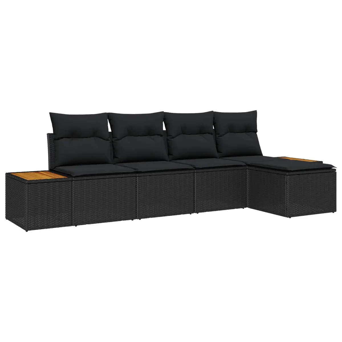 Modular Outdoor Sofa Set 6 Piece Black Poly Rattan with Cushions for Garden and Patio