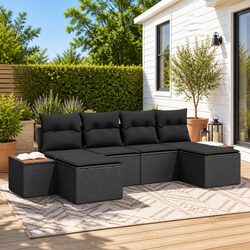 Specifications of the 6-Piece Modular Black Garden Sofa Set