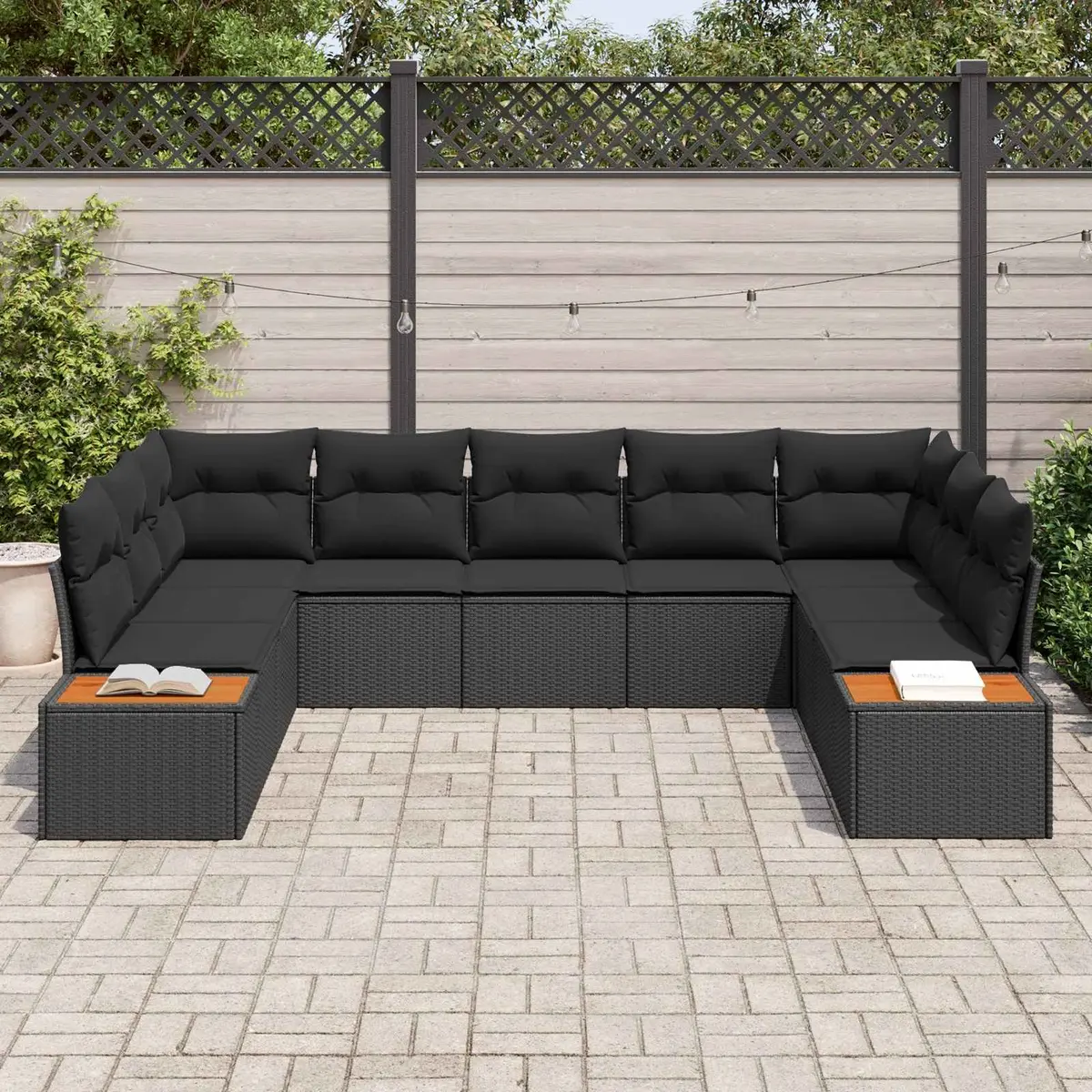 5 Piece Modular Garden Sofa Set Black