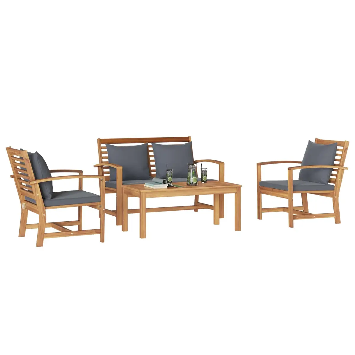 Garden Sofa Set Outdoor Use 4 Piece Brown Contemporary