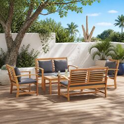 Garden Sofa Set 5 Piece Outdoor Furniture Patio Seating Contemporary Brown