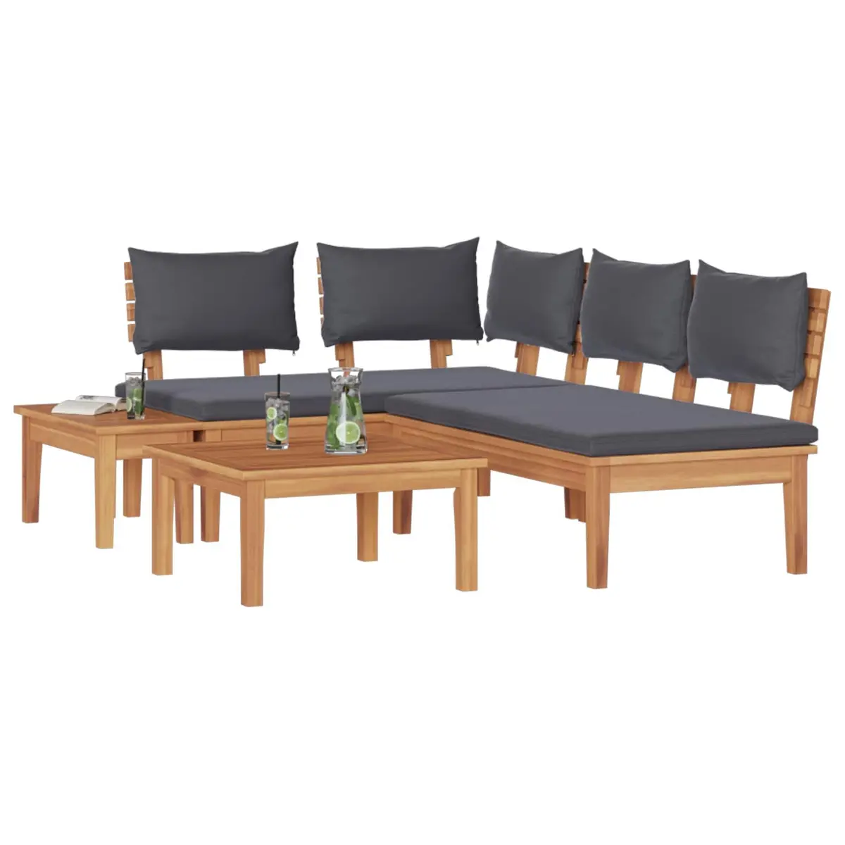 Outdoor Garden Sofa Set 4 Piece Brown Grey Patio Furniture Lounge Seating