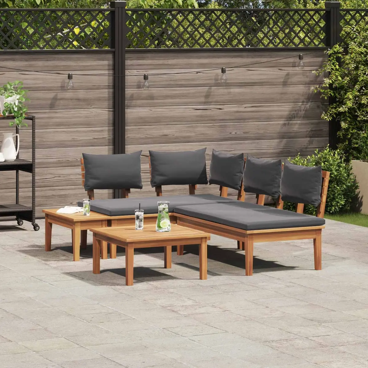 Outdoor Garden Sofa Set 4 Piece Brown Grey Patio Furniture Lounge Seating