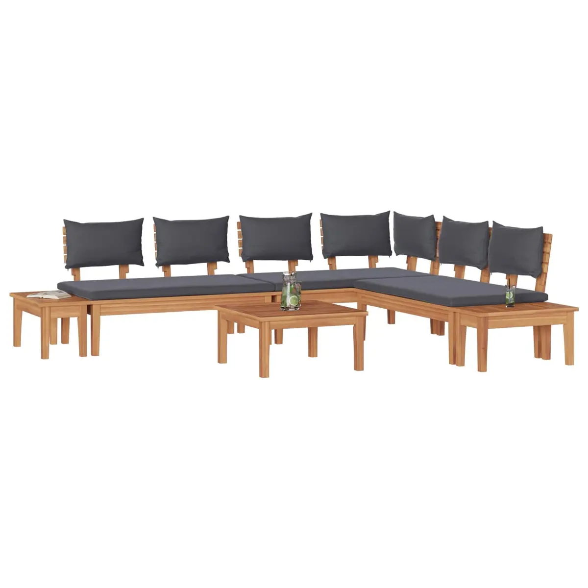 Garden Sofa Set Outdoor Lounge Seating 3 Piece Brown and Grey