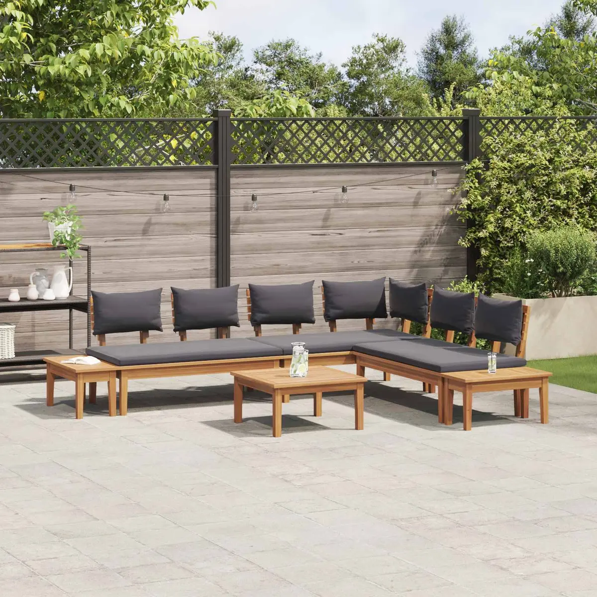Garden Sofa Set Outdoor Lounge Seating 3 Piece Brown and Grey