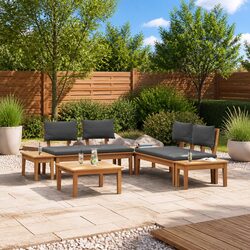 3-Piece Outdoor Sofa Set: Teak Frame and Foam Cushions