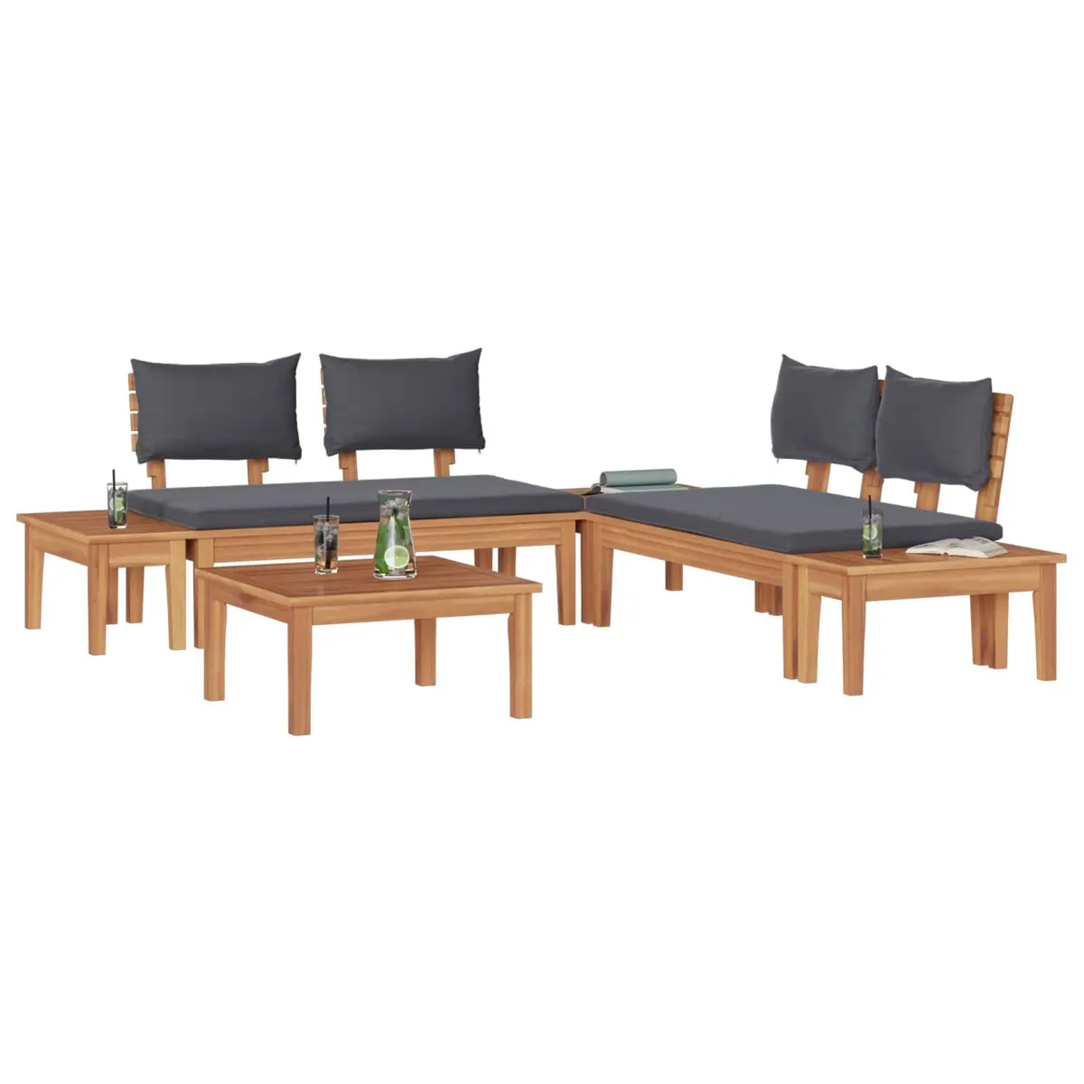 Outdoor Lounge Sofa Set 3 Piece Garden Patio Seating Brown Grey
