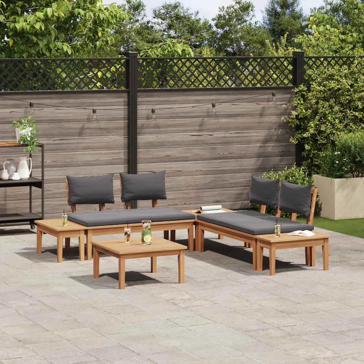 Outdoor Lounge Sofa Set 3 Piece Garden Patio Seating Brown Grey