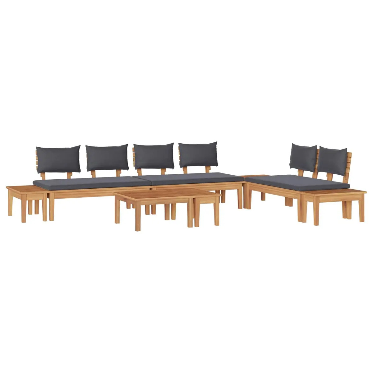 Garden Sofa Set Outdoor Furniture 5 Pieces Brown Grey Modern