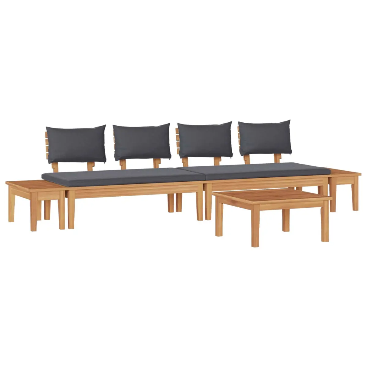 Garden Sofa Set 5 Pieces Outdoor Furniture Brown Grey Modern Seating Patio