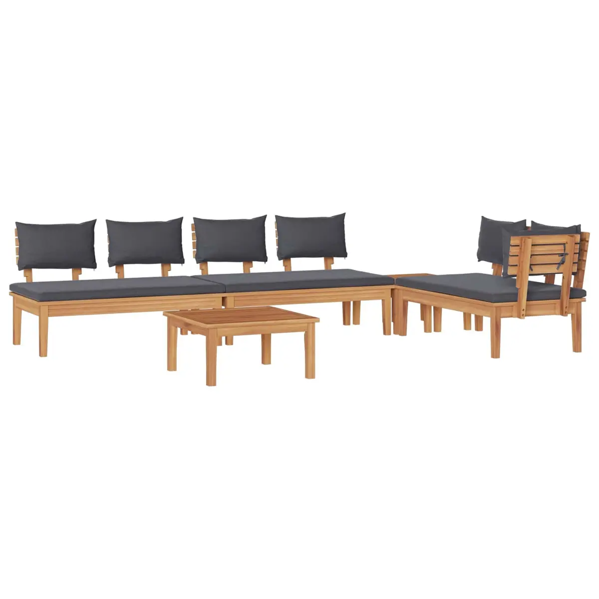 5 Piece Modular Garden Sofa Set with Teak Wood Frame