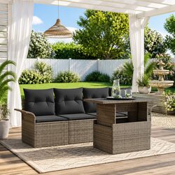 5-Piece Modular Garden Sofa Set with UV-Resistant Rattan