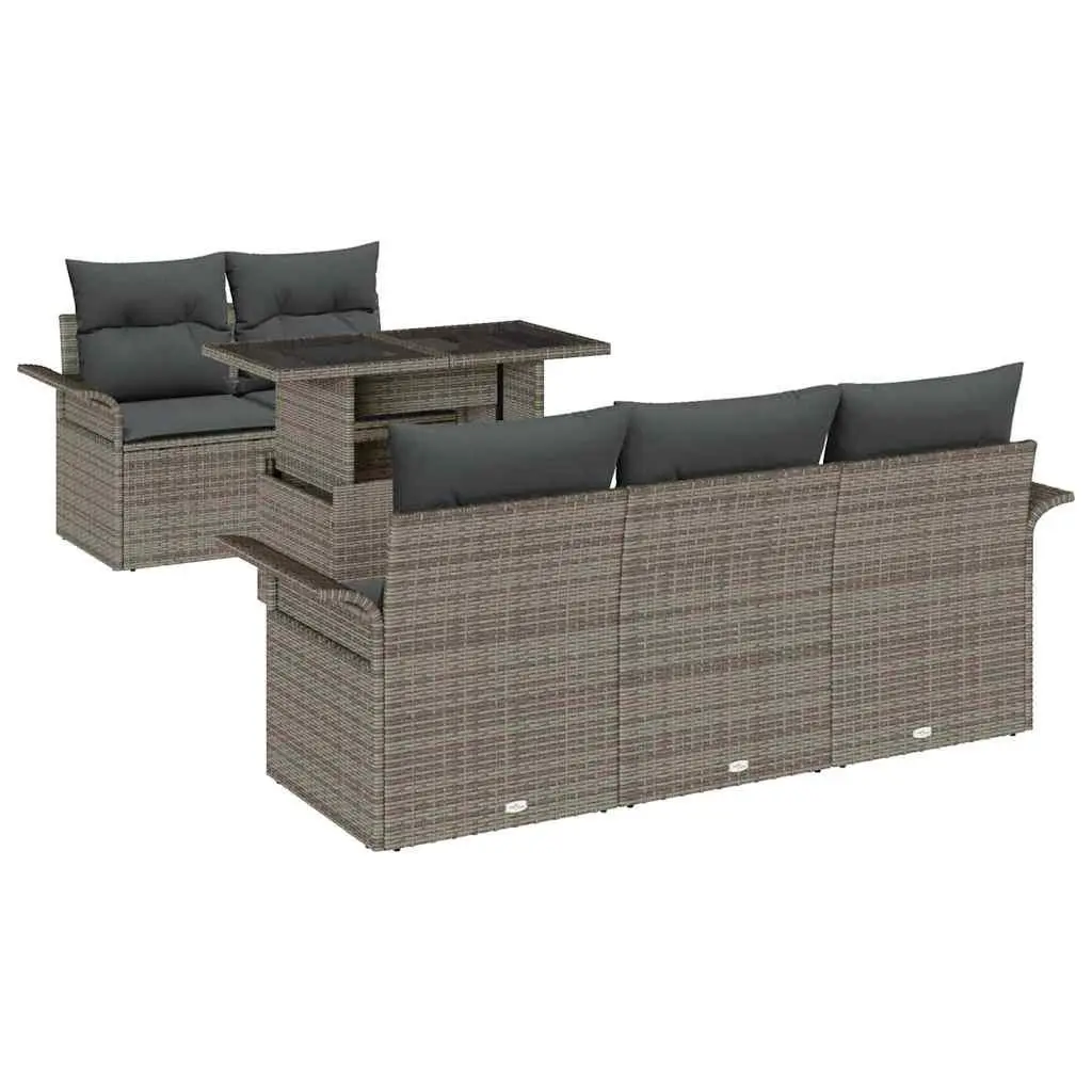 6-Piece Grey Modular Garden Sofa Set