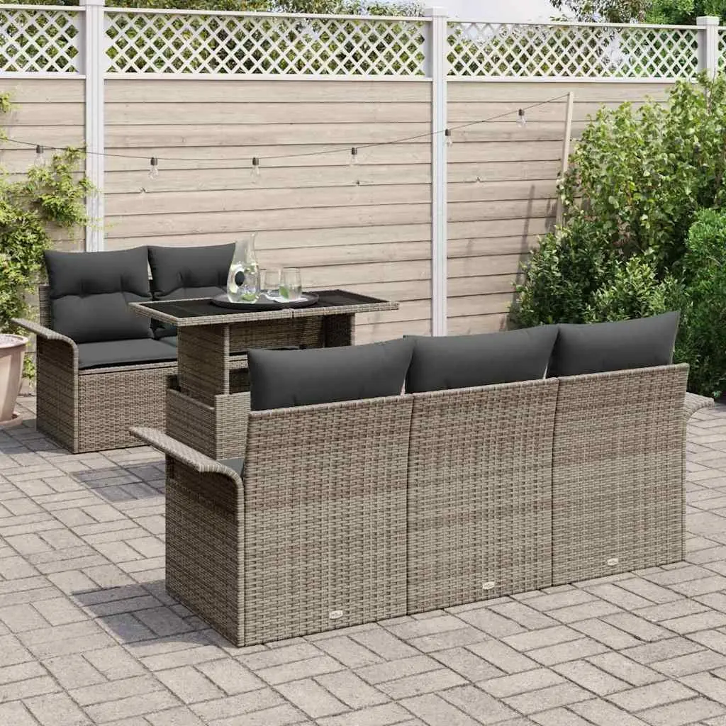 6-Piece Grey Modular Garden Sofa Set