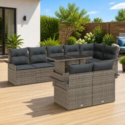 9-Piece Grey Rattan Garden Sofa Set Specifications