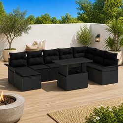 9-Piece Garden Sofa Set with Modular Rattan Design