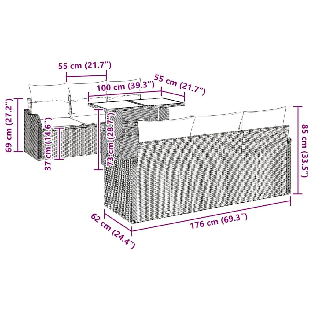 7-Piece Modular Garden Sofa Set