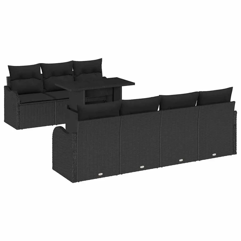 8-Piece Modular Garden Sofa Set with Black Poly Rattan