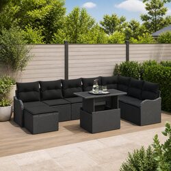 Specifications of 9-Piece Modular Black Sofa Set