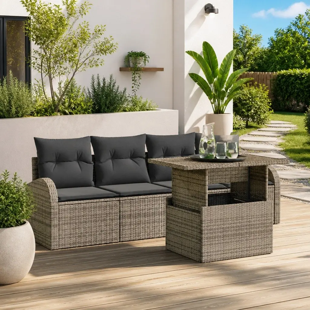 Modular Garden Sofa Set for Outdoor Use 5 Piece Grey
