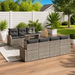 8-Piece Garden Sofa Set: Grey Poly Rattan Components