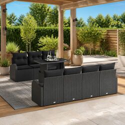 Specifications of 8-Piece Black Modular Garden Sofa Set