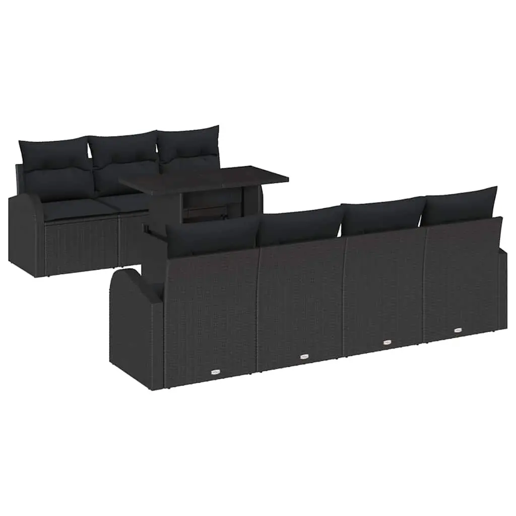 Modular Garden Sofa Set for Outdoor Use 8 Pieces Black Poly Rattan