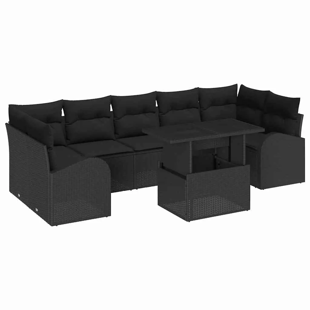 Garden Sofa Set Modular Outdoor Seating with Cushions Poly Rattan 8 Pieces