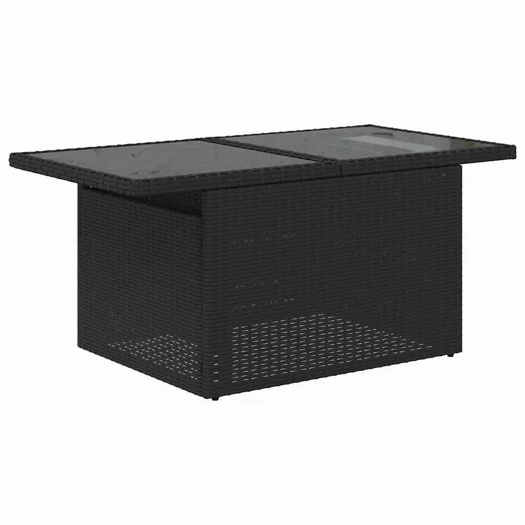 9-Piece Black Poly Rattan Sofa Set