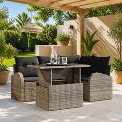 5-Piece Outdoor Garden Sofa Set: Poly Rattan & Steel