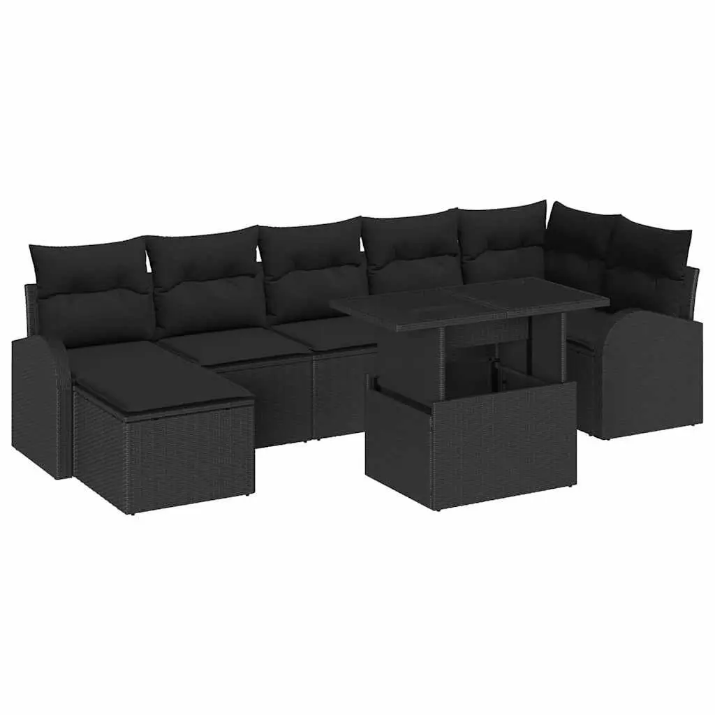 Modular Outdoor Sofa Set 8 Piece Poly Rattan Black for Patio and Garden