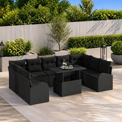 Specifications for 10 Piece Modular Black Patio Sofa Set