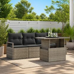5-Piece Modular Garden Sofa Set with Grey Poly Rattan Frame