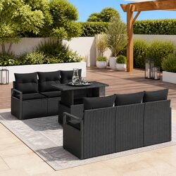 7-Piece Modular Garden Sofa Set in Black - Detailed Specs Inside