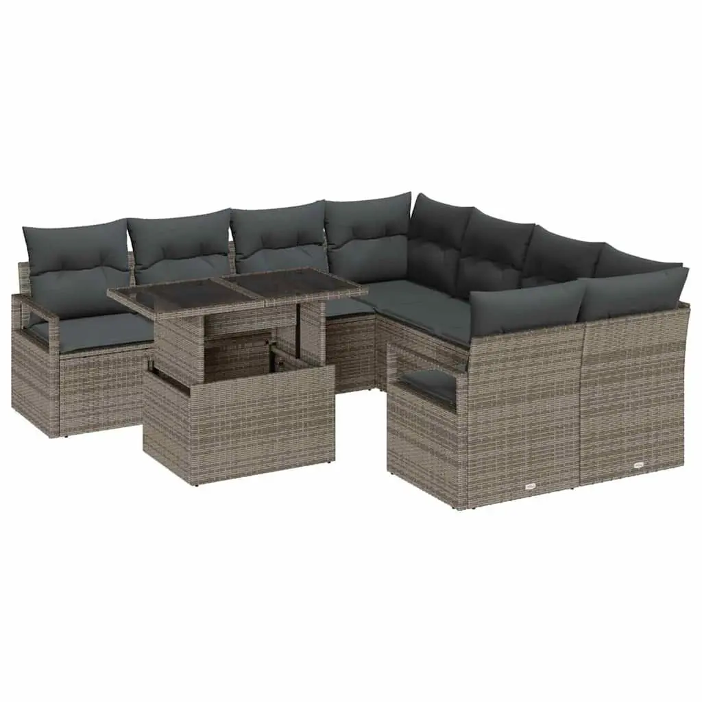 Modular Garden Sofa Set for Outdoor Use 9 Pieces Grey
