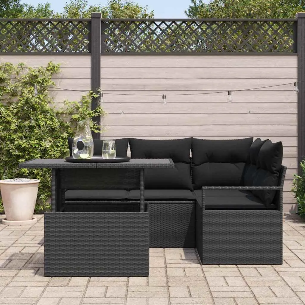 5-Piece Black Modular Sofa Set