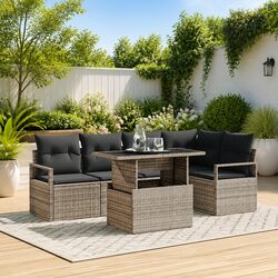 Specifications for 6-Piece Garden Sofa Set Grey Rattan