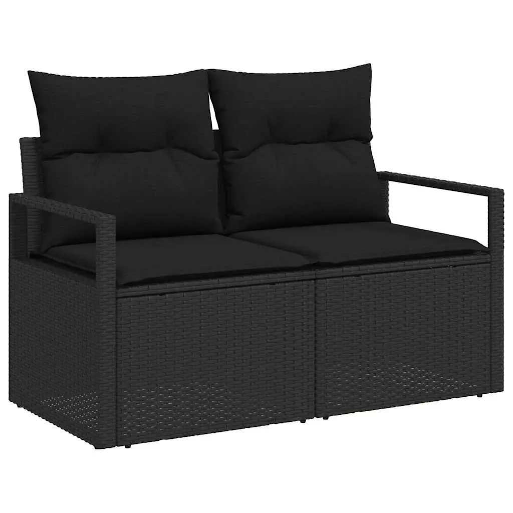 Garden Sofa Set 9 Piece Modular Outdoor Furniture Black Poly Rattan Lounge with