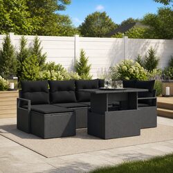 Specifications of the 7-Piece Modular Black Garden Sofa Set