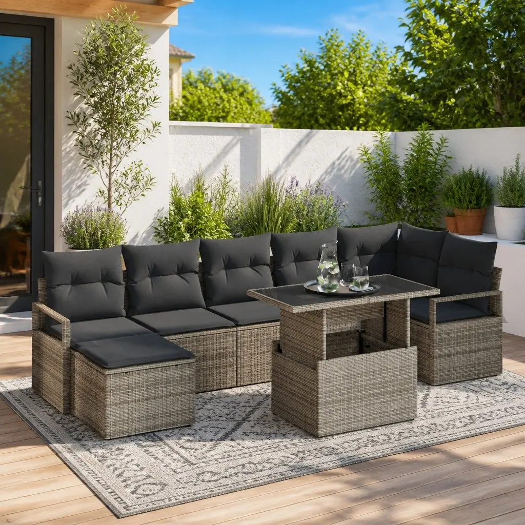 8-Piece Grey Modular Garden Sofa Set