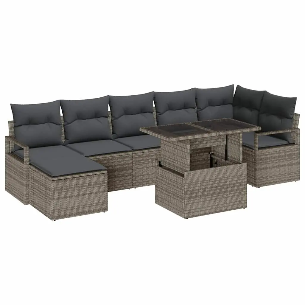 8-Piece Grey Modular Garden Sofa Set