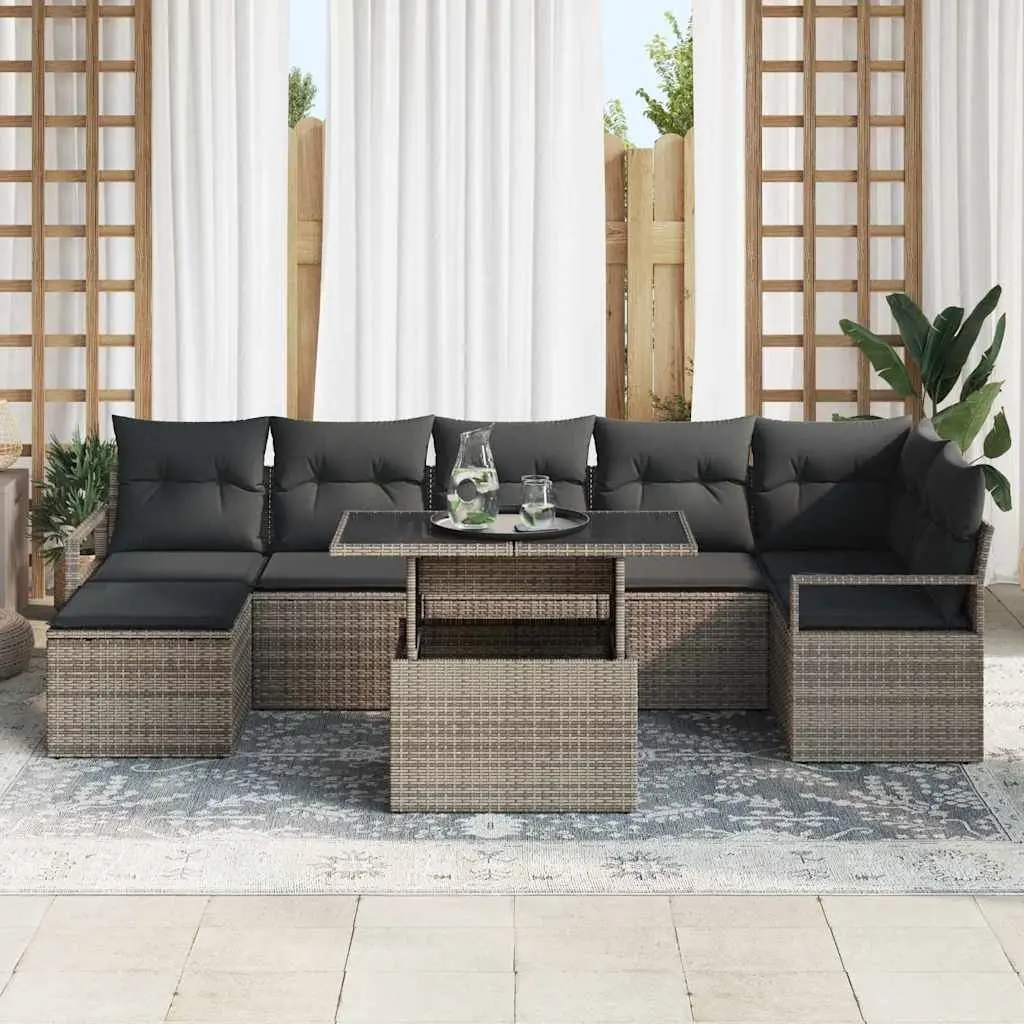 8-Piece Grey Modular Garden Sofa Set