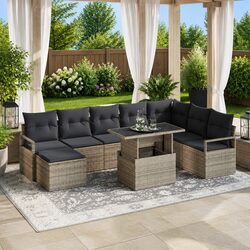 9 Piece Grey Garden Sofa Set Specifications and Features